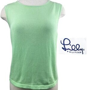LILLY PULITZER Womens (L) Spring Green Sleeveless Sweater Cotton Layer Resort